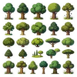 A forest props  kitbash scenario  game asset pack to kitbash. PNG, vector art, separated,  transparent background, 4k, spritesheet Ori and the blind forest. Ghibli studio