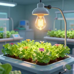 in a research office, hydroponics flowers are planted in laboratory, incandescent lamp ， future science fiction. game cg, hyperdetailed, trending on cgsociety