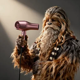 gandalf as chewbacca, hair dryer commercial, hair dryer advertisement