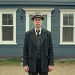 a fugitive, in the style of wes anderson