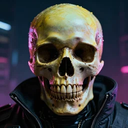 cyberpunk picture of a skull