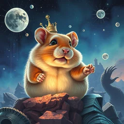hamster king by beeple, artgerm, aaron horkey, amanda sage, bauhaus, salvador dali, bernie wrightson, bruce pennington, frank, stella, anne stokes, alena aenami, angus mckie, alex grey, don bluth, akira toriyama, chris moore, arthur adams, andre masson, dr. suess, brian despain. abstract, artstation, design 4 k, native, hd