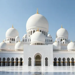 Futuristic huge Mosque design, white color, epic, realistic, 8K