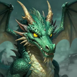 a dragon with yellow eyes