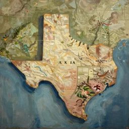 A map of the State of Texas oil painting