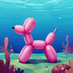 balloon animals pop art but placed on the sea floor.