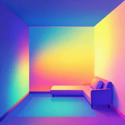 geometric art of a room, made entirely from gradients, colorful, vector graphics