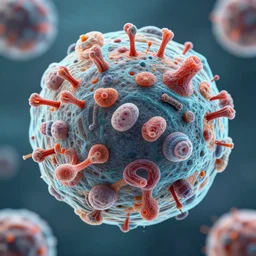 digital art, realistic microscopic view of a biocomputer made of organic components,photorealistic,concept art,HDR,unreal engine,8k