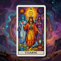 tarot, shamanic, beautiful colors, psychedelic, tantric, souls, magic, mesmerizing, sharp foccus ilustration, artstation hq, in style of tod ryan