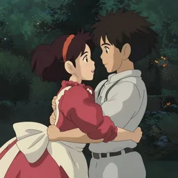 a romantic scene from anime, studio ghibli style