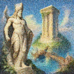 Atlantis zeus statue and hill valley grec greeble temple of olympus glory island  little wood bridge painting of tower  ivy plant   in marble incrusted of legends heartstone official fanart behance hd by Jesper Ejsing, by RHADS, Makoto Shinkai and Lois van baarle, ilya kuvshinov, rossdraws global illumination