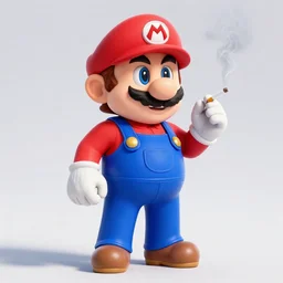 ultra - realistic anthropomorphic humanoid super mario smoking a cigarette