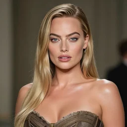 Margot Robbie as milady de winter, styling by Tom Eerebout & Sandra Amador, clear makeup, clean hair, dry skin, clear skin, airbrushed, bright eye makeup, warrior body, photo by mario testino, 8k octane render, cinematic, hyper detailed, micro details, insanely detailed, trending on artstation, concept art