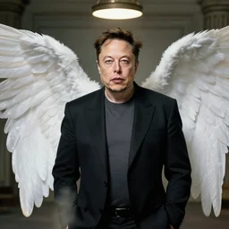 elon musk as an attractive christian angel
