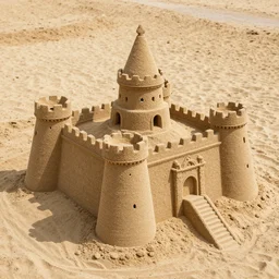 open angle photo of a castle made of sand,