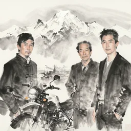himalayas, chinese ink brush, yukio - e, kilian eng, victo ngai, josan gonzalez
