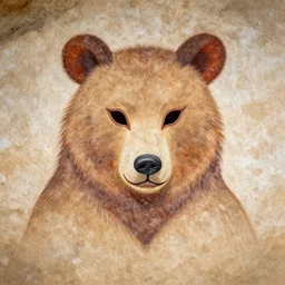 portrait of shaman in a bear mask, paleolithic cave paining