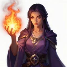 Hearthstone official professional art, with realistic face & eyes. A sorceress, wearing a robe casting a fire ball. Insanely coherent physical body parts (face, arms, legs, hair, eyes). Full body realistic, sharp focus, 8k high definition, insanely detailed, intricate, elegant, smooth, sharp focus, illustration, ArtStation