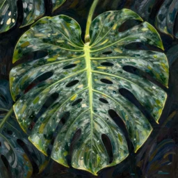monstera deliciosa leaf. art by renoir.