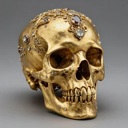 ornate gothic gold skull realistic 3 d covered in jewels