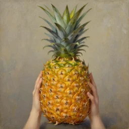 emma watson as a pineapple, oil painting