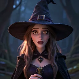 a witch portrait pixar style by tristan eaton _ stanley artgerm and tom bagshaw