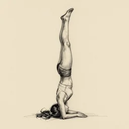 a sketch drawing, girl standing on her head by gabo mendoza, trending on artstation