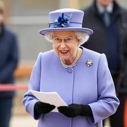 Queen Elizabeth working on a building site