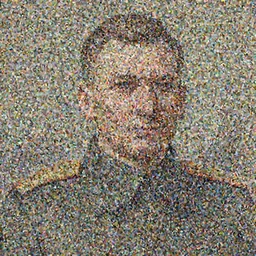 a soviet man portrait, frontal view, artistation render