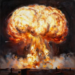 daniel f. gerhartz painting of bomb explosion in the shape of a flower