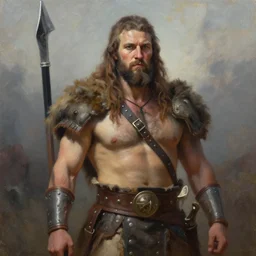 hyperrealistic oil painting of barbarian by richard kane ferguson