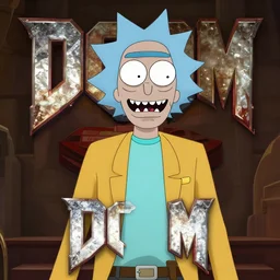 an in game portrait of rick sanchez from doom eternal, doom eternal art style.