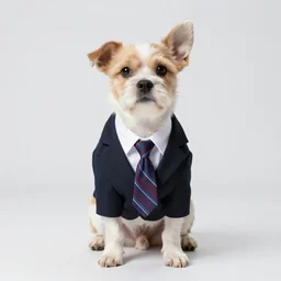 a dog in a business suit