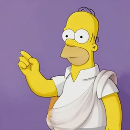 Digital painting art of Homer Simpson dressed as the greek philosopher Homer, featured on ArtStation