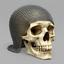 a skull in chainmail, digital art, trending on artstation