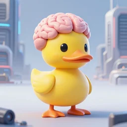 cyberpunk Duck man with brain integrated with scifi city, rendered in arnold engine, high detailed, 8k, trending on artstation cyberpunk 2099 blade runner 2049 neon