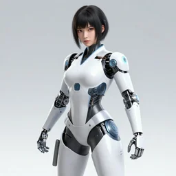 A cybernetically augmented japanese female martial artist, by Ross Tran