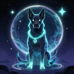 dog god, celestialpunk, glowwave