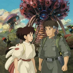 hayao miyazaki ghibli stopmotion aardman animation scene , nausicaa final battle with the ohmu, 8k, hd, high resolution
