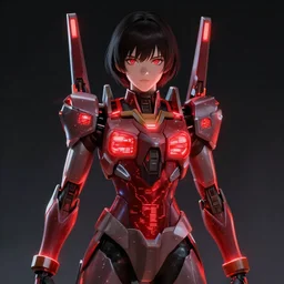 A realistic anime portrait of a woman in a Gundam suit with glowing red, digital painting, by Stanley Artgerm Lau, Sakimichan, WLOP and Rossdraws, digtial painting, trending on ArtStation, SFW version
