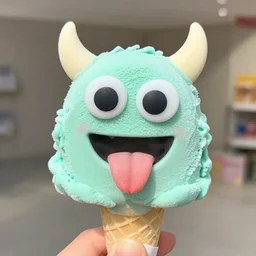 add tongue and eyes and monster on the ice cream.