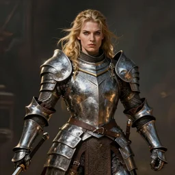 a fierce and muscular warrior princess in full armor, fantasy character portrait by greg rutkowski, gaston bussiere, craig mullins, simon bisley