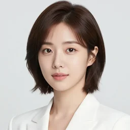 beautiful realistic studio portrait photograph stunning professional close up head shot of a beautiful korean actress with short hair wearing a white t - shirt age 3 5 looking to the right, by annie liebovitz, professional portrait photograph spectacular detail trending on artstation 8 k
