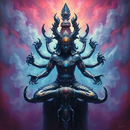 biomechanical muladara chakra, volumetric shadows and lighting, concept art, psychedelic colors, realistic oil painting by h. r giger,