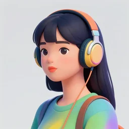 portrait of a young woman wearing headphones, colorful, octane render, vray, detailed, editorial illustration, matte print, grainy light, ( ( dither ) ), risograph, high contrast, screen print