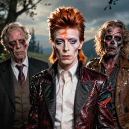 portrait of zombie david bowie in a scenic environment by jesper ejsing and eddie mendoza, zombie, undead