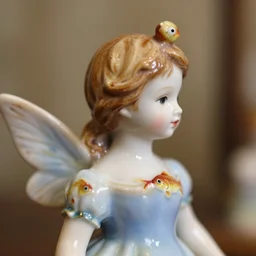 closeup profile photo of a detailed porcelain fairy doll, nicoletta ceccoli, mark ryden, lostfish, photography 4 k f 1. 8 anamorphic bokeh 4 k canon nikon