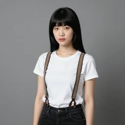 a woman with black hair and long pixie haircut in shorts with suspenders and white t-shirt drawn by george bellows, gustave caillebotte, Alexandre Cabanel, norman rockwell, william waterhouse, maler collier, peter paul rubens, alphonse mucha, gustav klimt 4k, unreal 5, DAZ, french noveau, trending on artstation, octane render, hyperrealistic