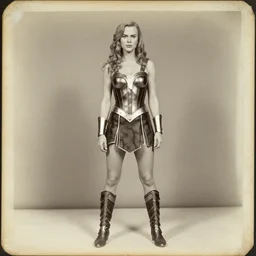 she - ra, nicole kidman, portrait, full body, symmetrical features, silver iodide, 1 8 8 0 photograph, sepia tone, aged paper, sergio leone, master prime lenses, cinematic
