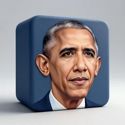 a cube with a texture of obamas face, 3d render, studio lighting